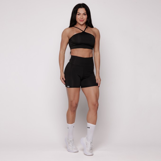 Short Grace Preto Fitness - Cós Alto e Zero Transparência