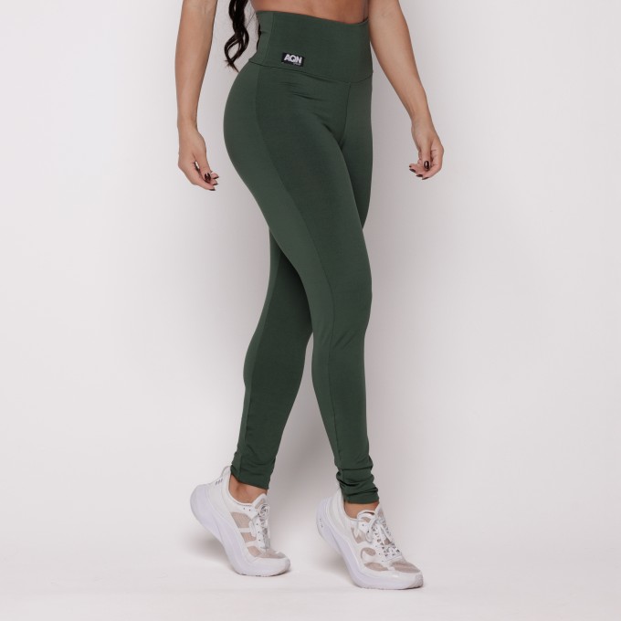 Calça Legging Basic Verde Musgo AQN SPORT Zero Transparência