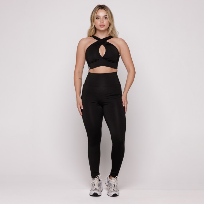 Top Basic Preto 3 em 1 com Bojo Removível AQN SPORT