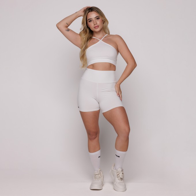 Short Fitness Grace Branco Zero Transparência AQN SPORT