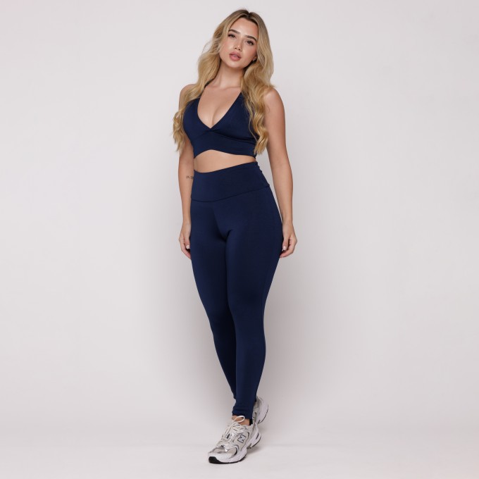 Calça Legging Basic Azul Marinho AQN SPORT Zero Transparência