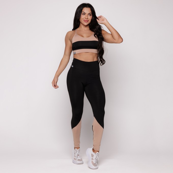 Top Grace Esportivo Duas Cores Preto